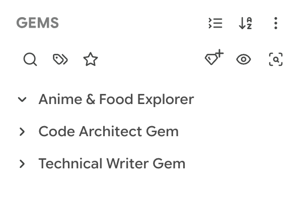 Gems 分頁列出已同步的 Gemini Gems